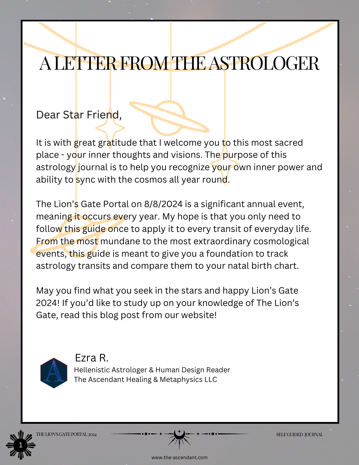 The Lion's Gate Portal Self Guided Astrology Journal