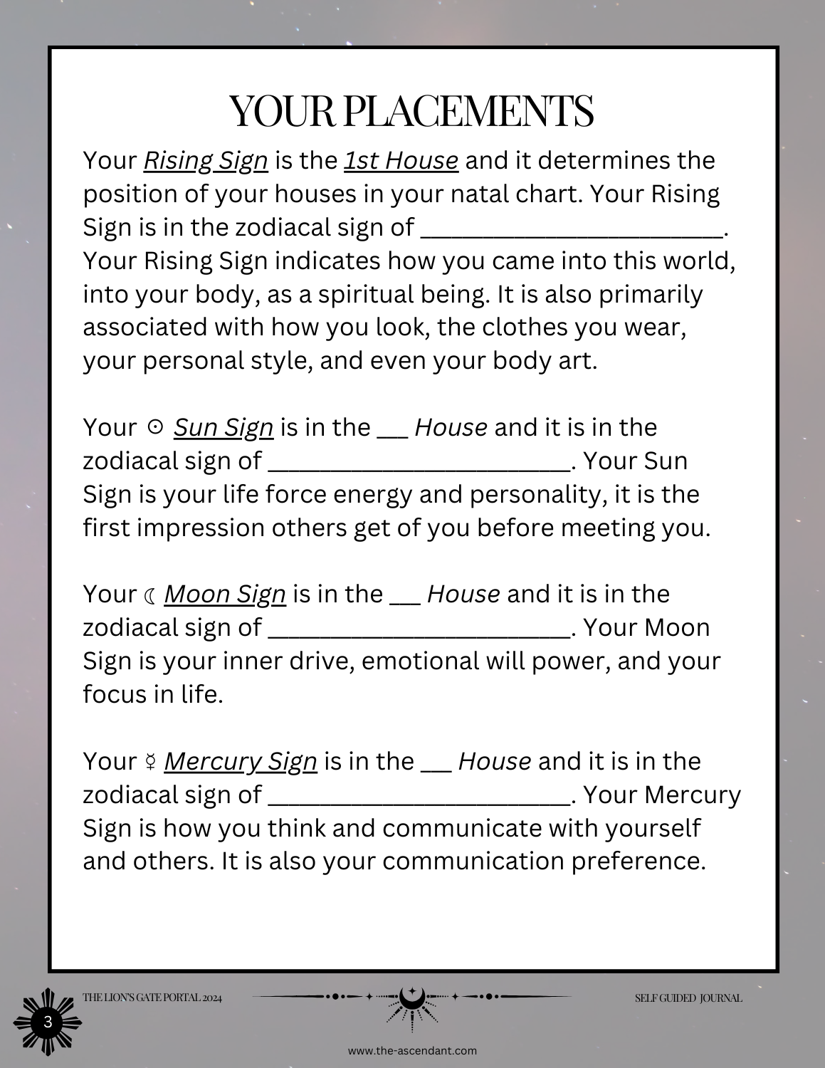 The Lion's Gate Portal Self Guided Astrology Journal